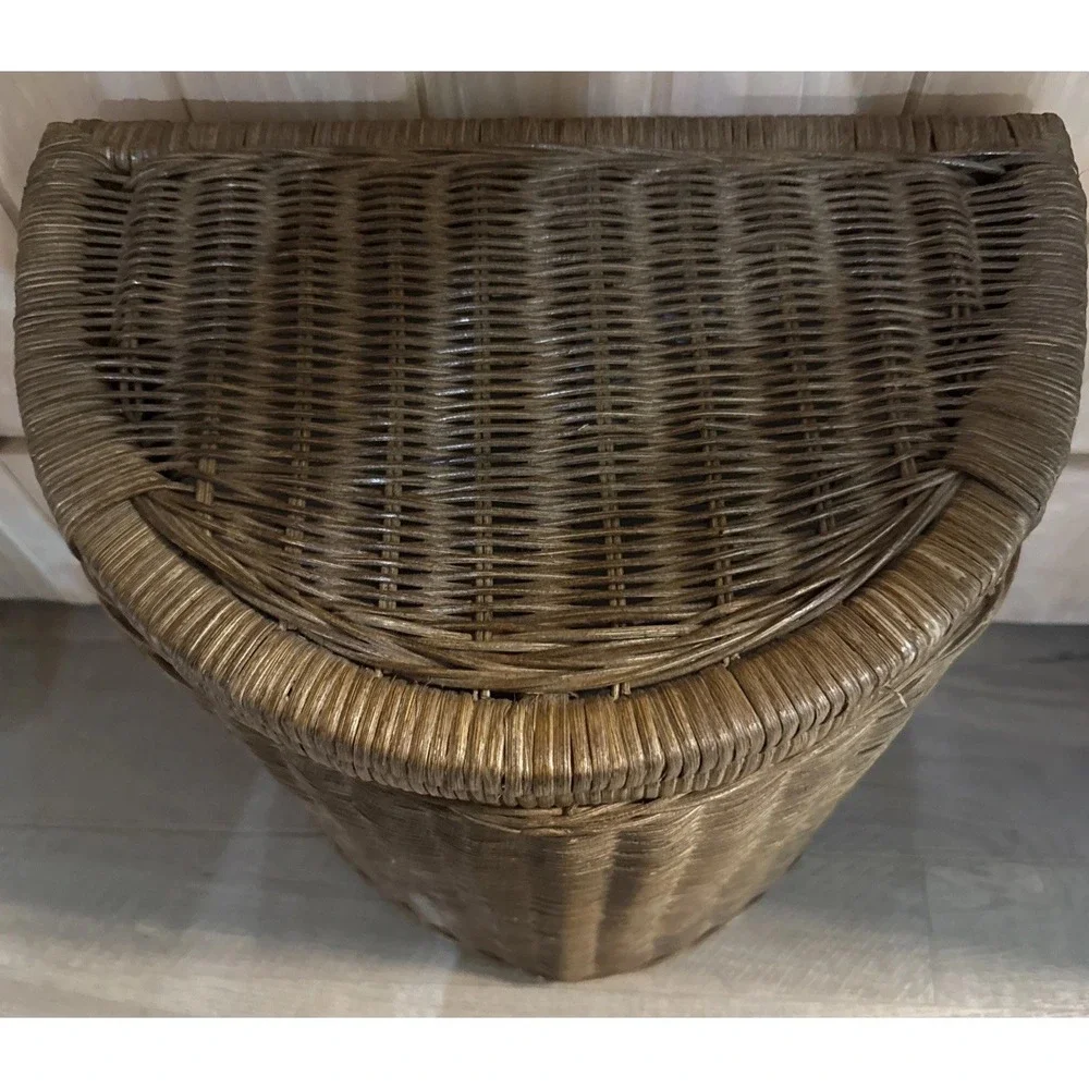 Boho Wicker Laundry Hamper w/ Lid Removable Cotton Liner Rattan Basket Natural